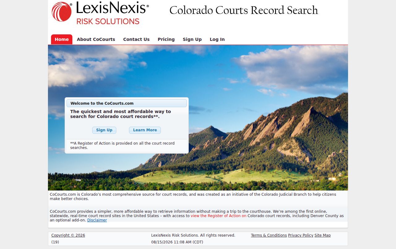CoCourts register of action search for Delta County court dockets
