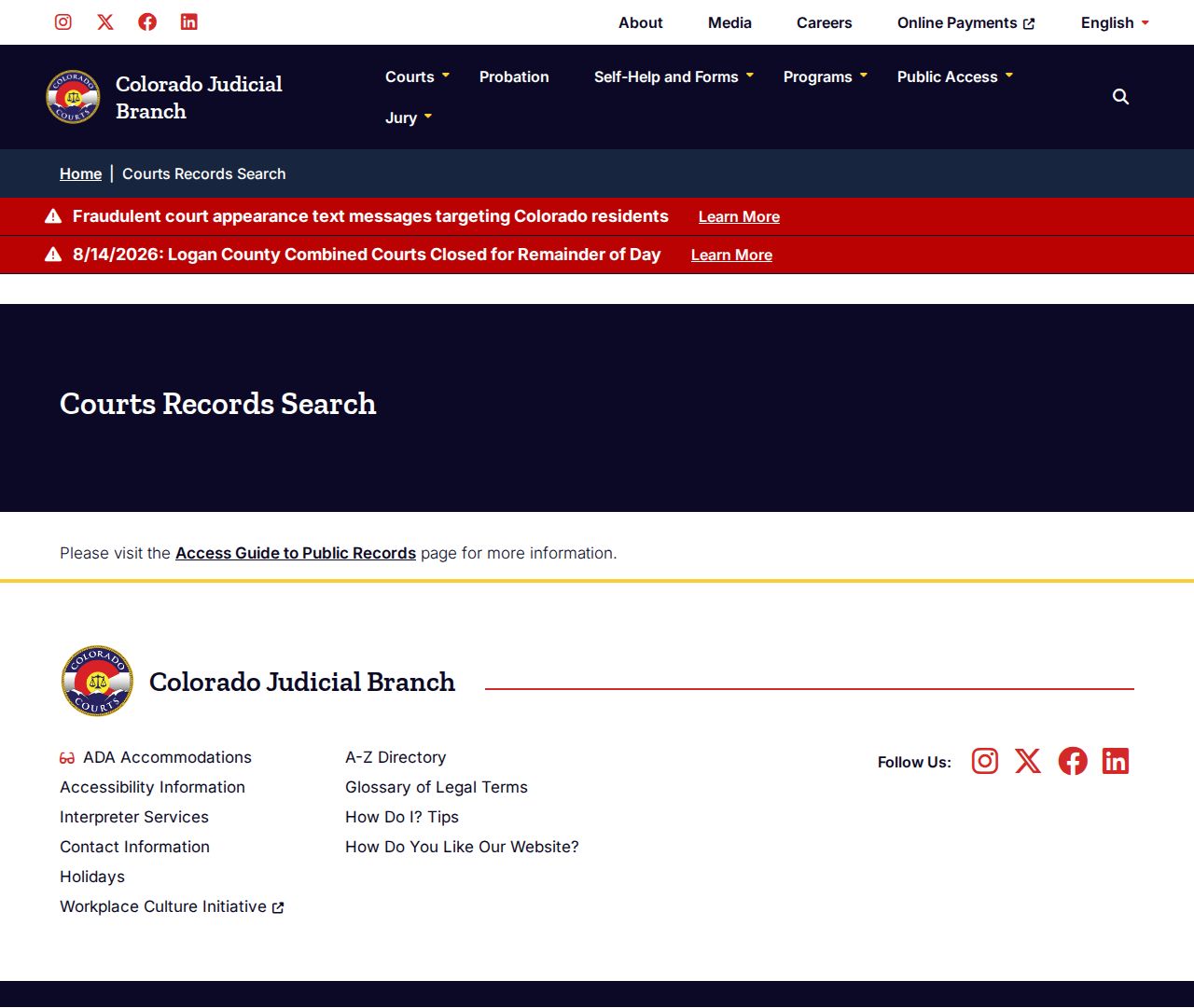 Delta County court docket and record request gateway