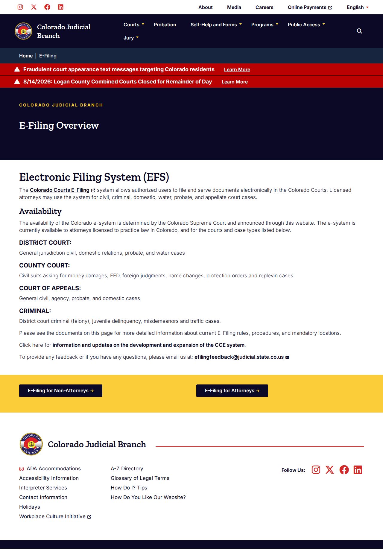Delta County criminal docket Colorado Courts E-Filing coverage
