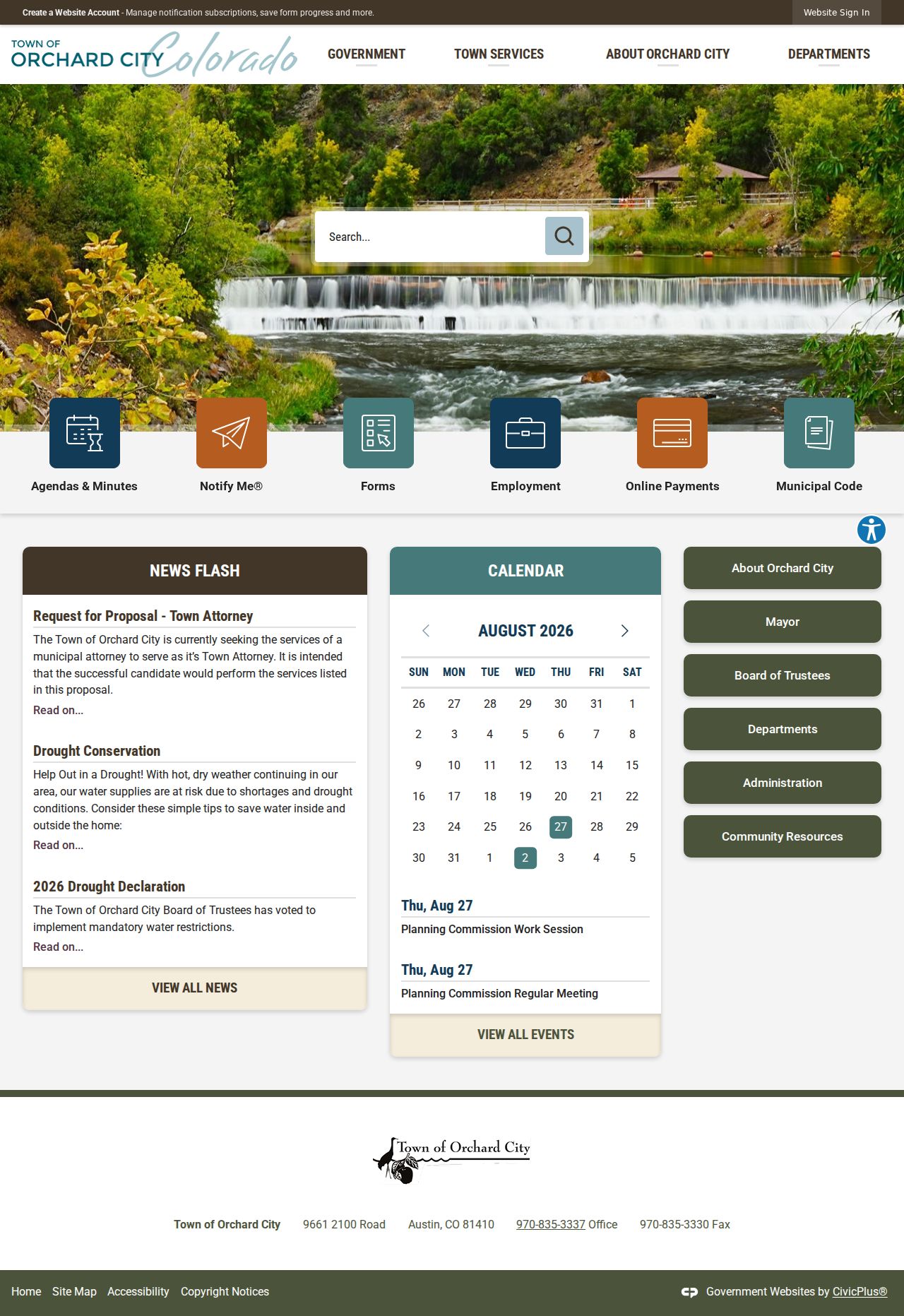 Orchard City court records source on the official town home page