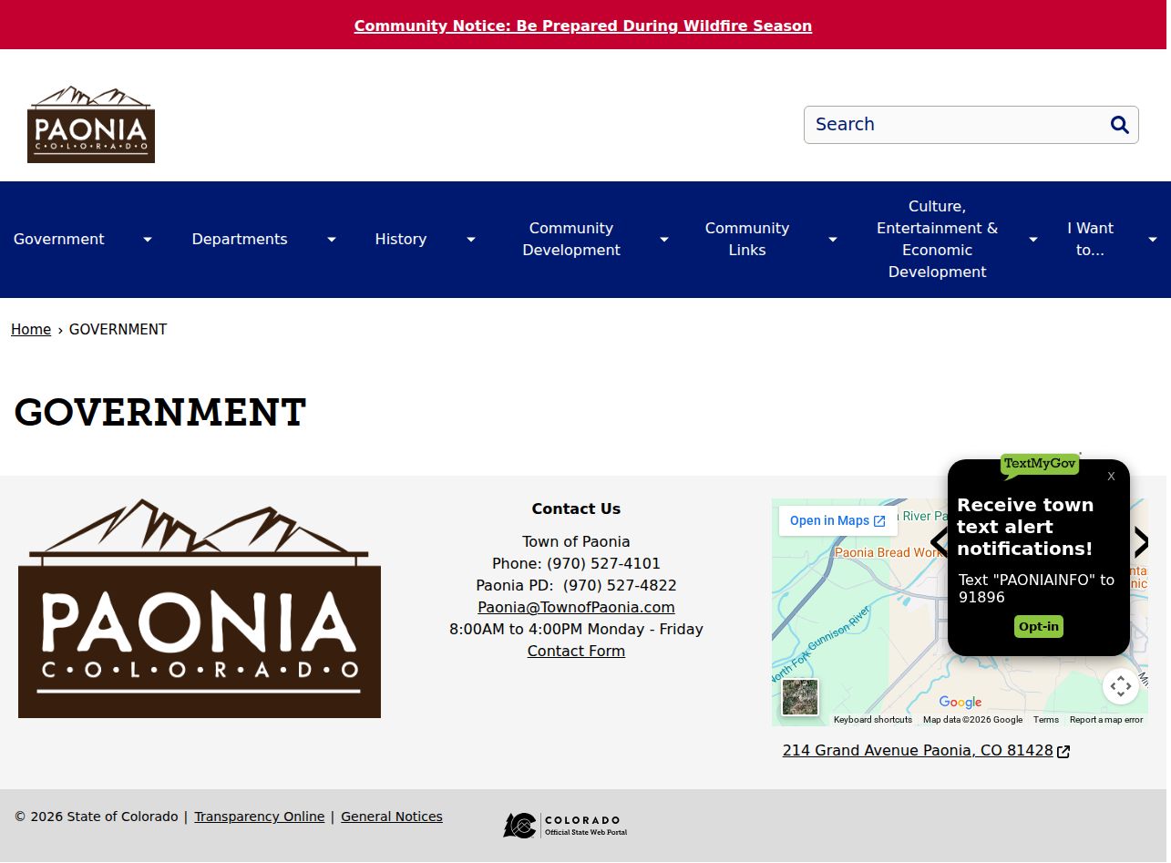 Paonia court records source showing the official government Court link