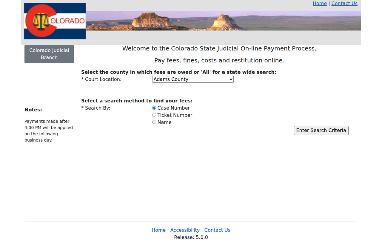 Delta County traffic court Judicial Branch online payment interface
